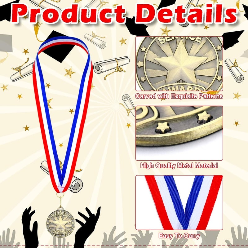 Quelay 30 Pcs 2'' Award Medals Bulk Gold Winner Medals with Neck Ribbons Metal Trophy Award Prize Gift for Tournaments, Competitions, Party, Kids and Adults - Image 2